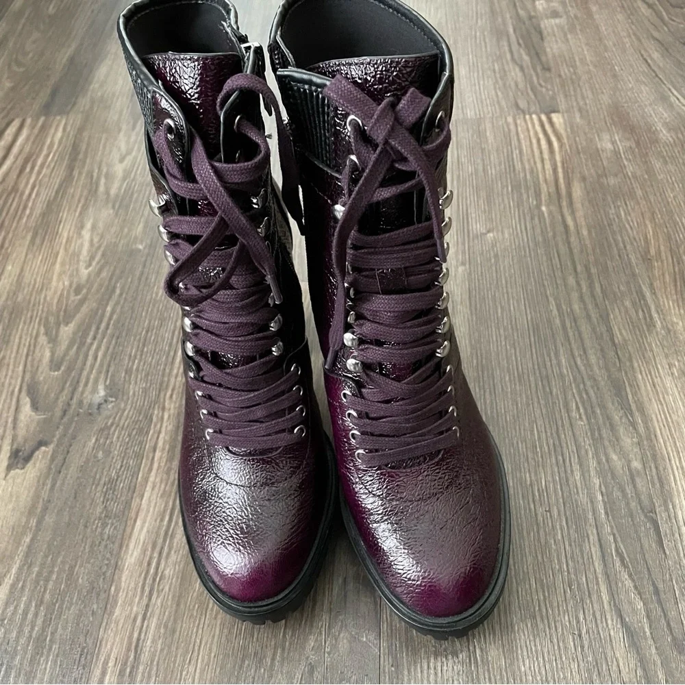 Vince Camuto NEW Deep Plum Colored Platform Ermania Combat Boots - Picture 11 of 14